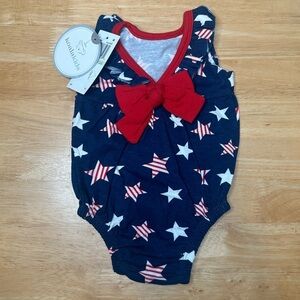 Koala Kids One Piece Patriotic Bodysuit Sz 0-3 Months NWT Red White & Blue USA